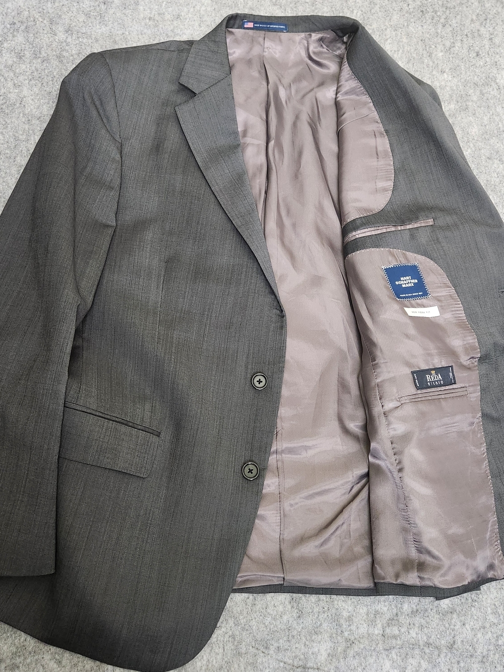 Hart Schaffner Marx Men's 44S Gray Blazer REDA Milano 100% Wool Sports Coat USA